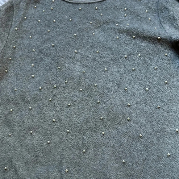 Zara Trafaluc Gray Pearl fleece long bell sleeve Size large - Picture 5 of 6